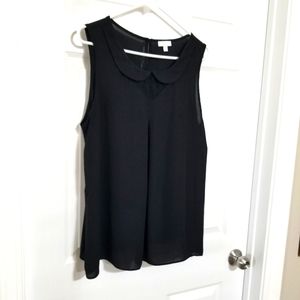 Charming Charlies Dressy Black front collar with lace tank top
